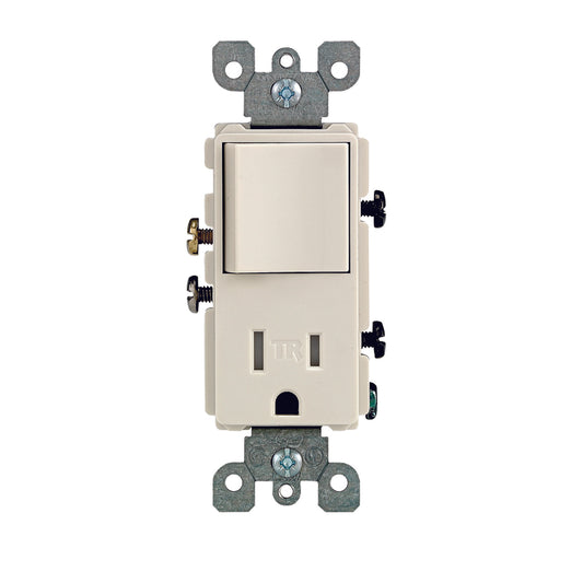 Leviton Decora 15 amps 125 V Light Almond Combination Switch/Outlet 5-15R 1 pk