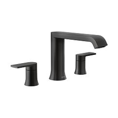 Matte black two-handle low arc roman tub faucet