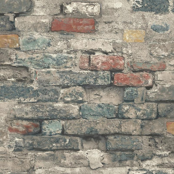 RoomMates 20.5 in. H X 16.5 ft. L Brick Alley Vinyl Peel and Stick Wallpaper (Pack of 4)