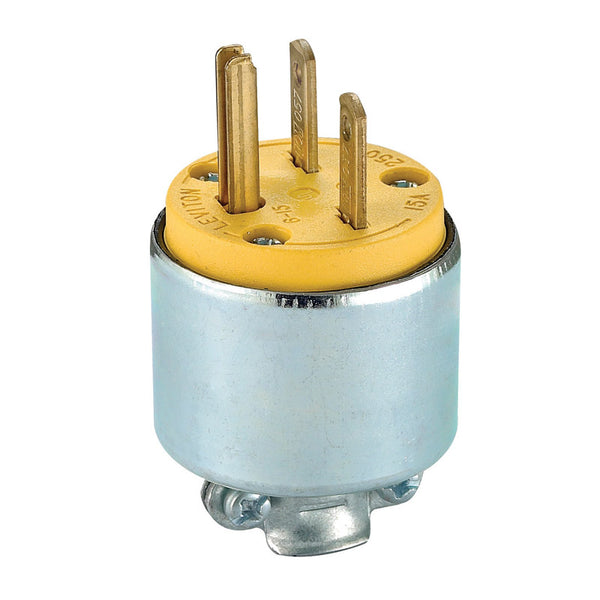Leviton Commercial - Enchufe blindado con conexión a tierra y clavija recta, 6-15P, calibre 18-12 AWG, 2 polos, 3 cables