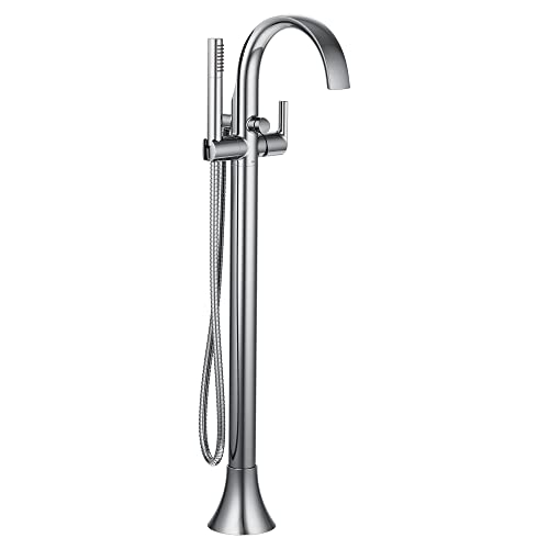 Chrome one-handle tub filler includes hand shower