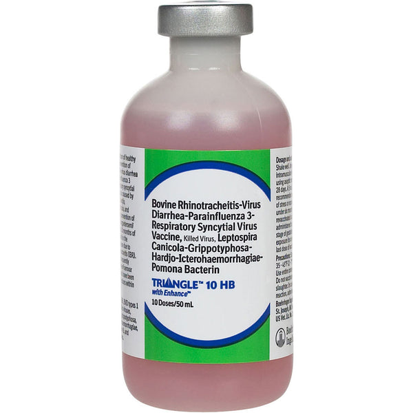Boehringer Ingelheim Triangle HB 10 Livestock Vaccine, Respiratory and Reproductive Protection for Cattle Including IBR BVD BRSV PI3 Leptospirosis, 250 mL