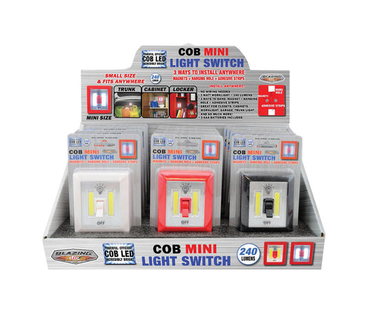 Blazing LEDz COB Mini Manual Battery Powered LED Light Switch (Pack of 12)