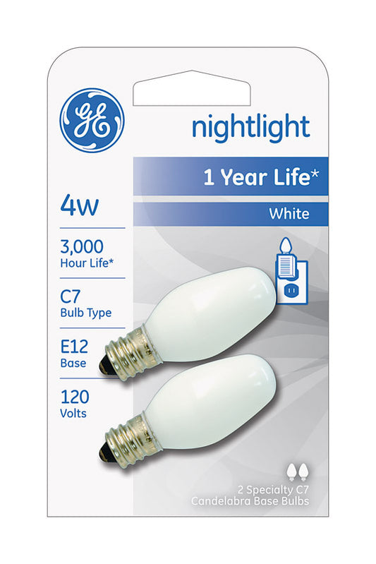 GE 4 watts C7 Decorative Incandescent Bulb E12 (Candelabra) Soft White (Pack of 12)