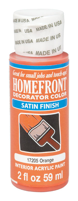 Homefront Decorator Color Satin Orange Hobby Paint 2 oz. (Pack of 3)