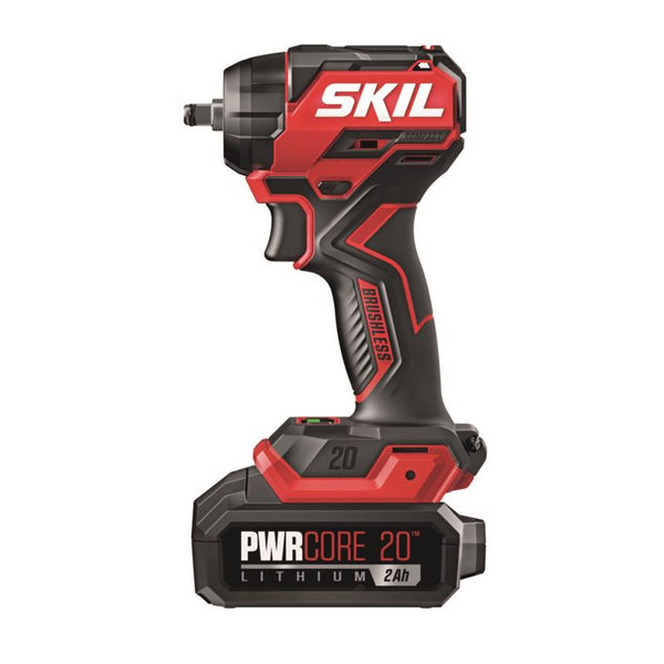 Kit de destornillador de impacto inalámbrico SKIL 20V PWR CORE de 1/4 pulg. con escobillas (batería y cargador)