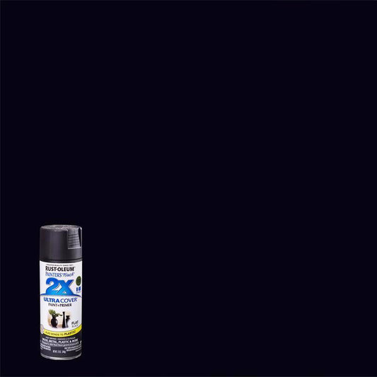 Rust-Oleum Painter's Touch Ultra Cover Flat Black Spray Paint 12 oz. (Pack of 6)