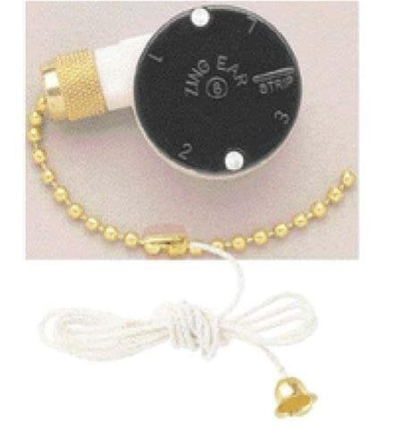 Satco 3 Speed Fan Sw. 4 Wrs in Brass w/ Cotton String