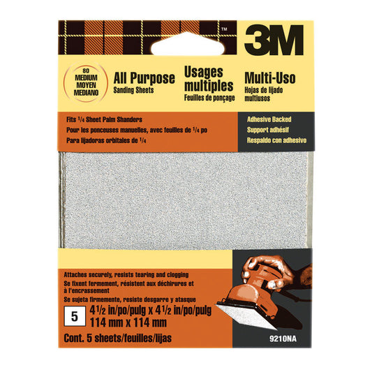 3M 4-1/2 in. L x 4-1/2 in. W 80 Grit Aluminum Oxide Sandpaper (Pack of 10)