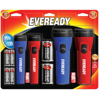 Eveready 25 lm Black/Blue/Red LED Flashlight AA/D Battery