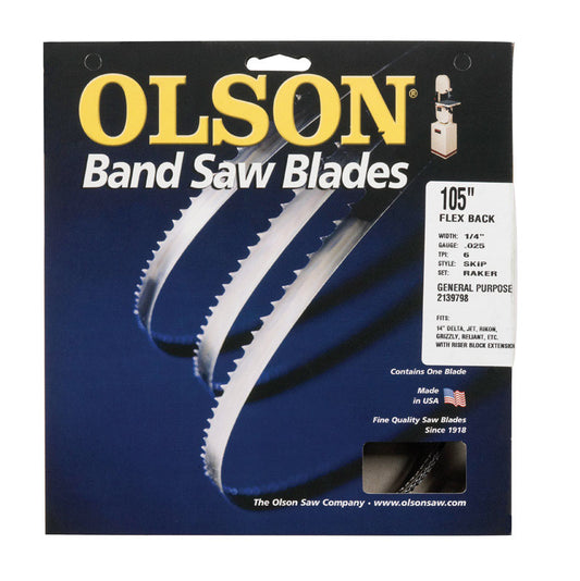 Olson 105 in. L X 0.25 in. W Carbon Steel Skip Band Saw Blade 6 TPI Skip teeth 1 pk