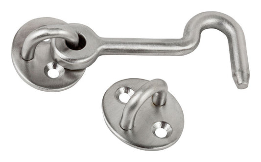 National Hardware Polished Silver Stainless Steel Hook and Eye Closure 1 pk