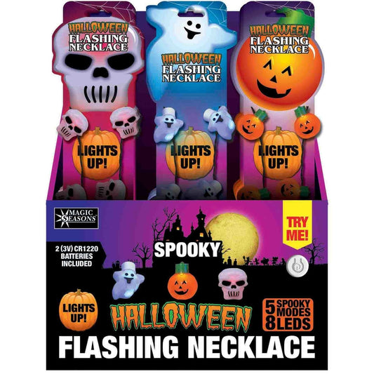 Magic Seasons Prelit Spooky Flashing Bulb Necklace Accessory (Pack of 24)