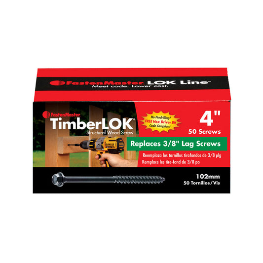 FastenMaster TimberLOK No. 10 X 4 in. L Hex Epoxy Wood Screws 50 pk