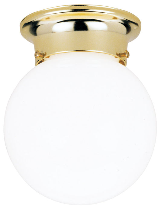 Westinghouse 7-1/4 in. H X 6 in. W X 6 in. L Polished Brass White Ceiling Light