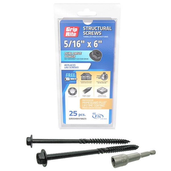 TORNILLO DE CONTROL DE FUERZA DE 6" DE L, PAQUETE DE 25