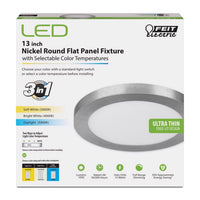 FEIT Electric 13 in. W Nickel LED Flat Panel Light Fixture