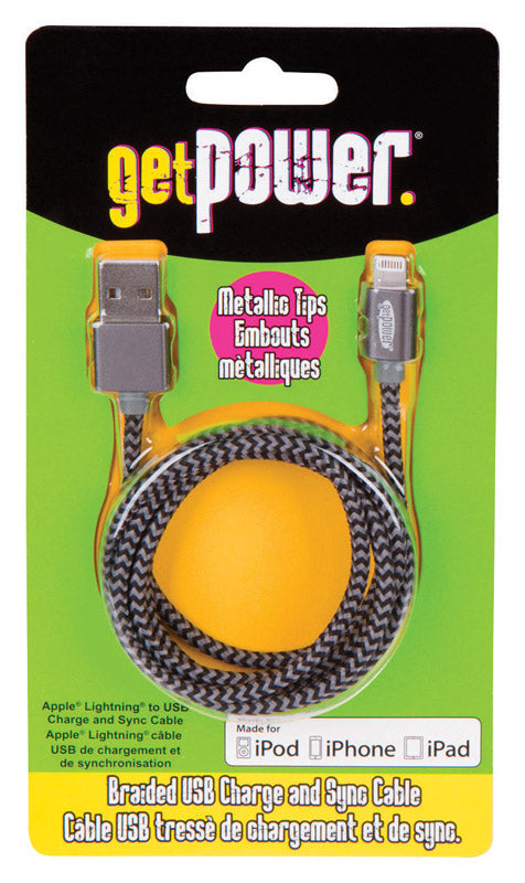 Get Power 3 ft. L Lightning Cable 1 pk (Pack of 6)