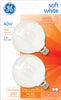 GE 40 watts G16.5 Globe Incandescent Bulb E12 (Candelabra) Soft White (Pack of 6)