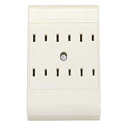 Leviton R52-49687-00W White Six Outlet Plug-In Outlet Adapter