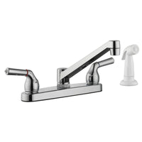 Home Plus Two Handle Chrome Kitchen Faucet Side Sprayer Included - Open Box