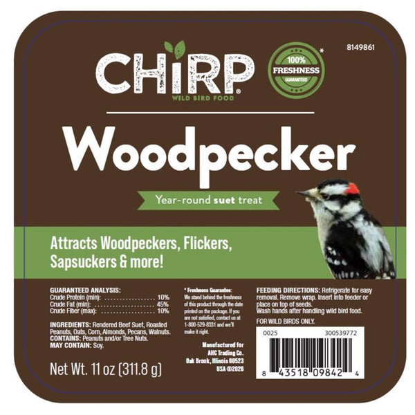 Chirp Woodpecker Suet Mixed Seed Suet 11 oz (Pack of 12)