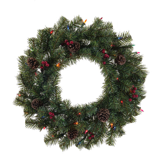 Celebrations 24 in. D Incandescent Prelit Multicolored Northern Pine Christmas Wreath