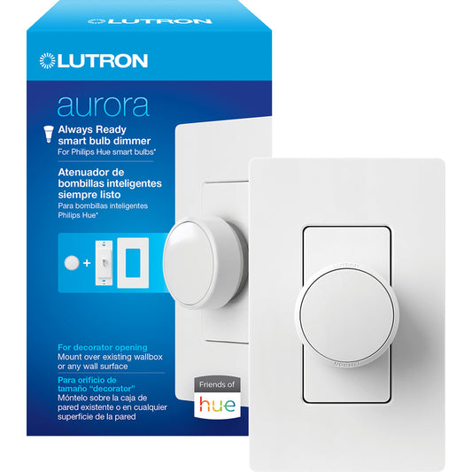 Lutron Aurora White Smart Dimmer/Paddle Switch 1 pk