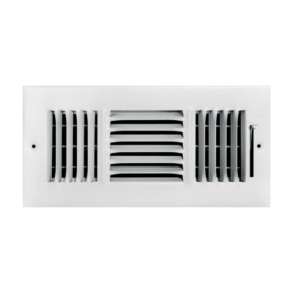 Registro de pared/techo de acero blanco con recubrimiento en polvo de 3 vías de 4 pulg. de alto x 12 pulg. de ancho de Tru Aire