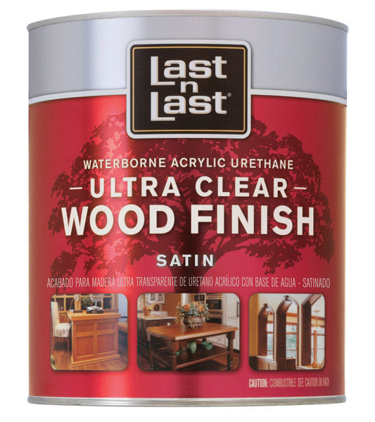 Last N Last Waterborne Wood Finish Satin Clear Polycrylic 1 qt. (Pack of 6)