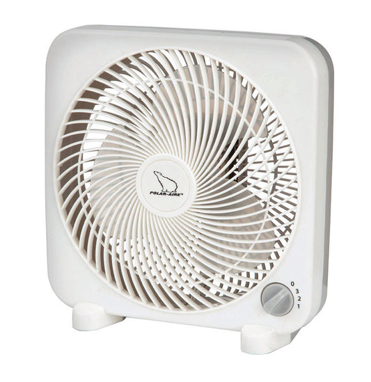 Polar Aire White High Velocity 3-Speed Electric Box Fan 11.18 H x 9 Dia. in.