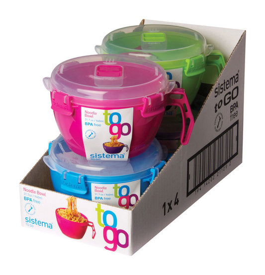 Noodle Bowl To Go Assorted Colors (Pack of 4)
