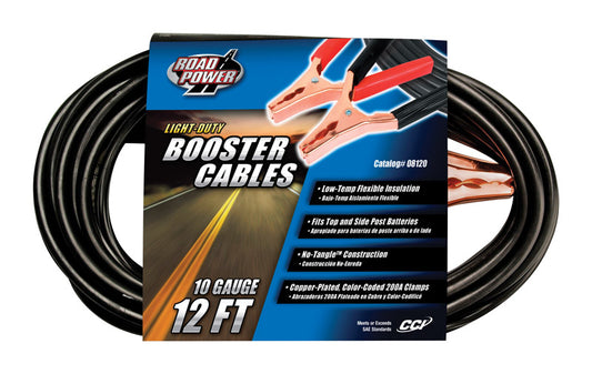Coleman Cable 10 Ga. 12 ft. Booster Cable Top and Side Post