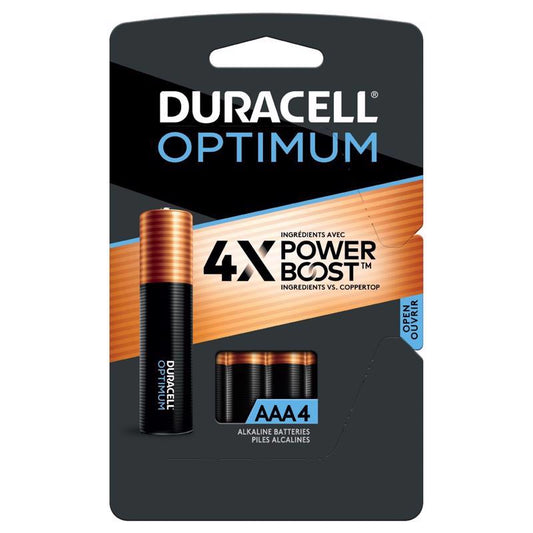 Duracell Optimum AAA Alkaline Batteries 4 pk Carded