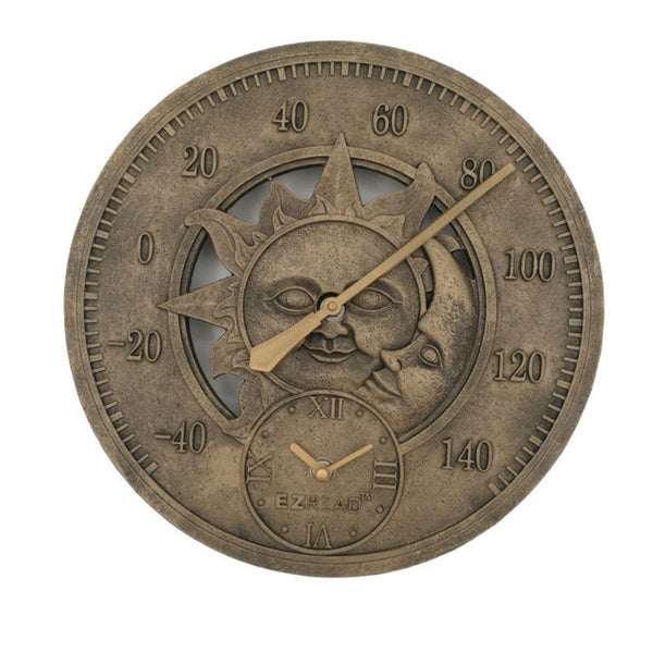Headwind Consumer Products EZ Read Sun/Moon Clock/Thermometer Metal Brown 12 in. (Pack of 4)