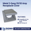 Sigma Electric Gray Metal 2-Gang Square 20/50A Receptacle Cover 4.57 H x 2.83 W in.