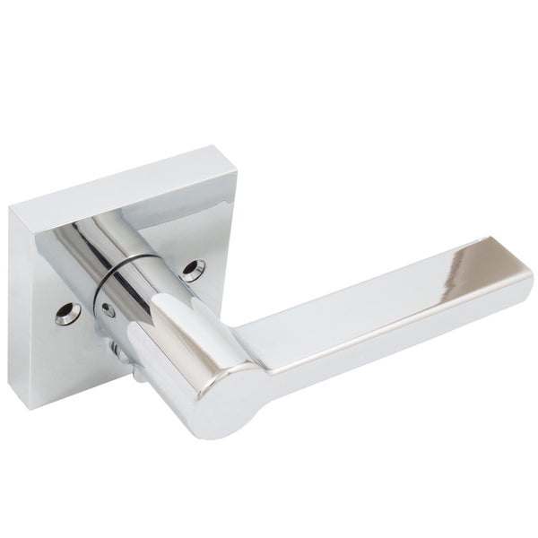 Vienna Door Lever with Square Rosette, Privacy (Bed/Bath) Latch, Polished Chrome by Stone Harbor Hardware