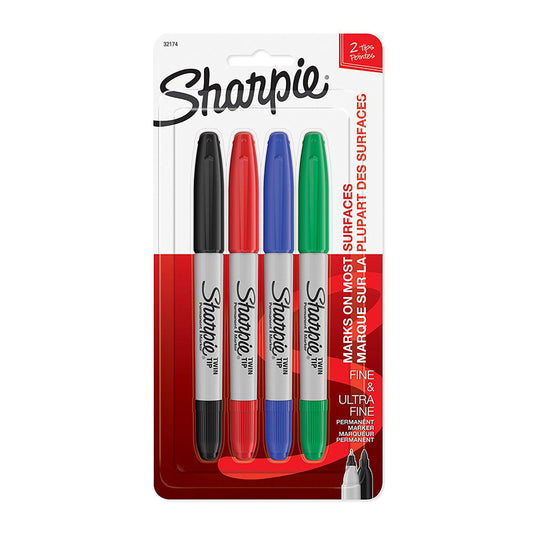 Sharpie 32174-Pp Colors Twin Tip Markers Assorted 4 Count (Pack of 6)