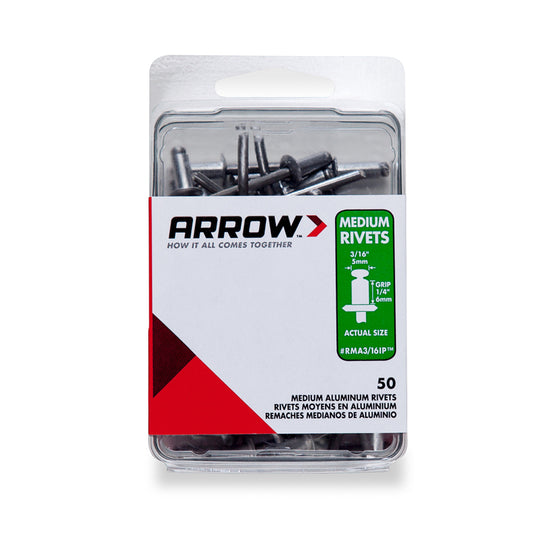 Arrow Fastener Aluminum Silver Medium Rivets 3/16 Dia. x 1/4 in. Grip Range