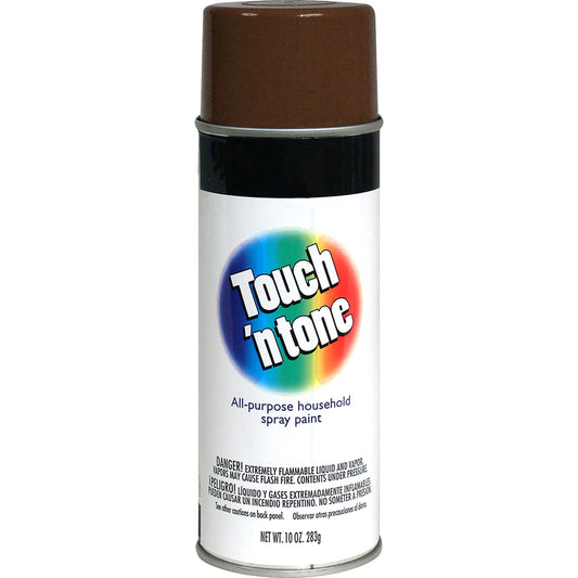 Rust-Oleum Touch n Tone Gloss Leather Brown Spray Paint 10 oz. (Pack of 6)