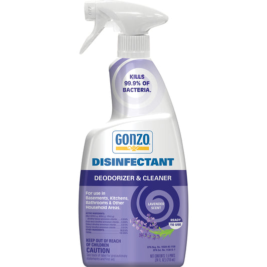 Gonzo Lavender Scent Disinfectant Deodorizer and Cleaner 24 oz. 1 pk (Pack of 6)