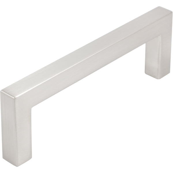 Contemporary Square Cabinet Pull, 96 Millimeters, Zinc Base Material, Satin Nickel by Stone Harbor Hardware