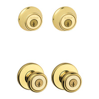 Kwikset Tylo Polished Brass Double Entry Door Kit 1-3/4 in.
