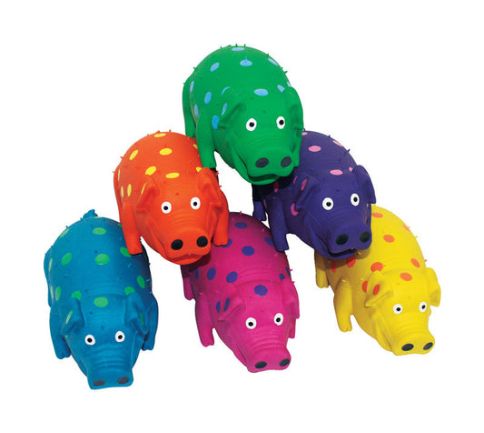 Multipet Globlets Assorted Latex Polka Dot Pig Dog Toy Large 1 pk