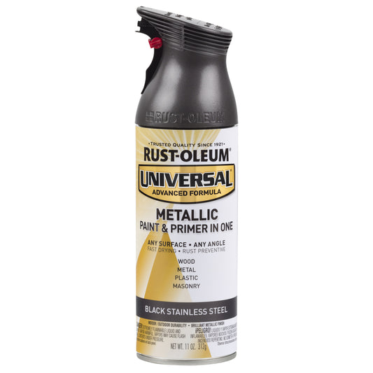 Rust-Oleum Universal Paint & Primer in One Black Stainless Steel Spray 11 oz. (Pack of 6)