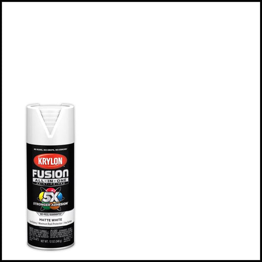 Krylon Fusion All-In-One Matte White Paint + Primer Spray Paint 12 oz (Pack of 6).