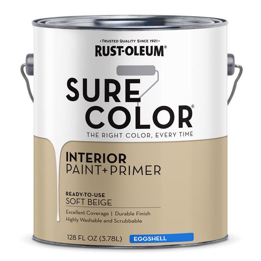 Rust-Oleum Sure Color Eggshell Soft Beige Water-Based Paint + Primer Interior 1 gal (Pack of 2)