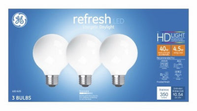 GE Refresh G25 E26 (Medium) LED Bulb Soft White 40 Watt Equivalence 3 pk