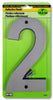 Hy-Ko 6 in. Reflective Black/Silver Plastic Number 2 Nail-On 1 pc. (Pack of 5)