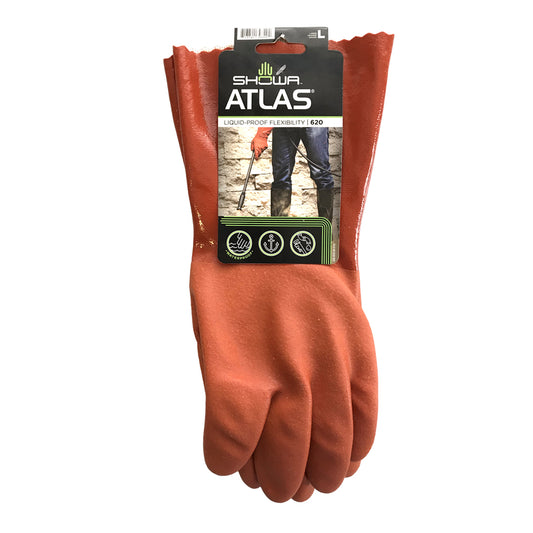 Showa Atlas Unisex Indoor/Outdoor PVC Chemical Gloves Orange L 1 pair